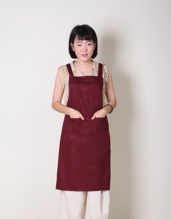 雙口袋背帶式圍裙