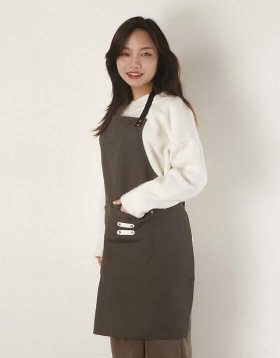 繞頸滌棉布圍裙-墨綠色 繞頸滌棉布圍裙-墨綠色