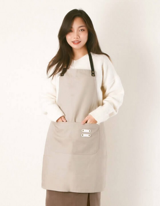 繞頸滌棉布圍裙-卡其色 繞頸滌棉布圍裙-卡其色