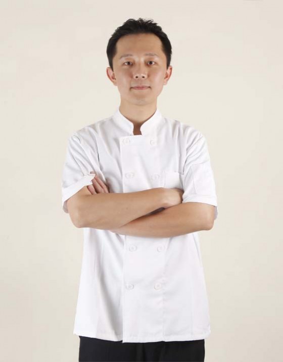 白色短袖雙排扣廚師服