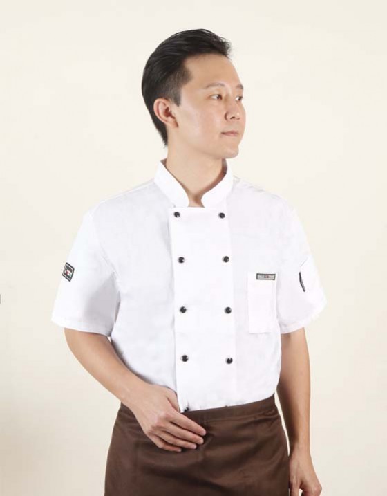 白色背網短袖雙排扣廚師服 白色背網短袖雙排扣廚師服