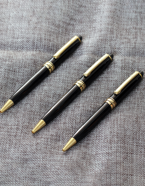 商務古典金色筆夾旋動式原子筆