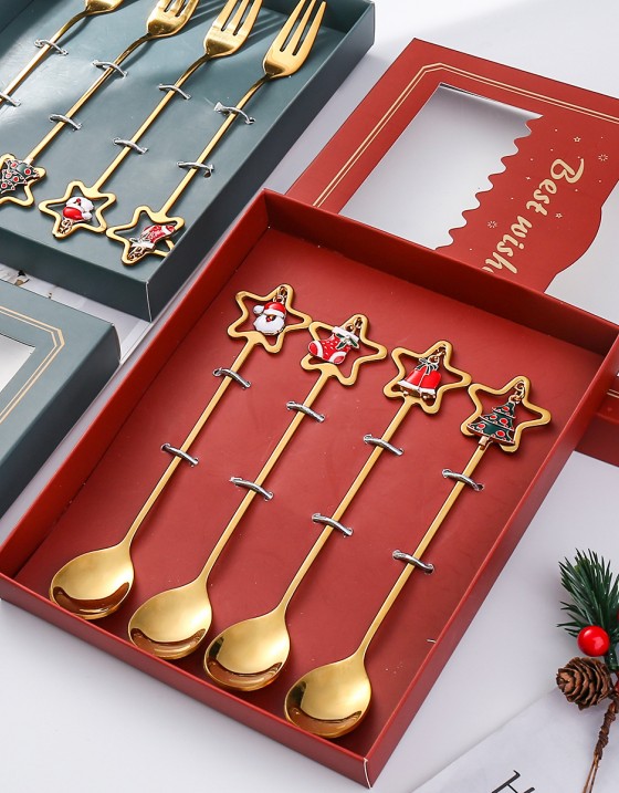 聖誕金色餐具禮盒