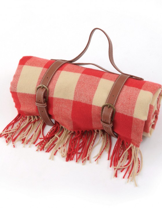 皮革綁帶野餐墊(流蘇款)